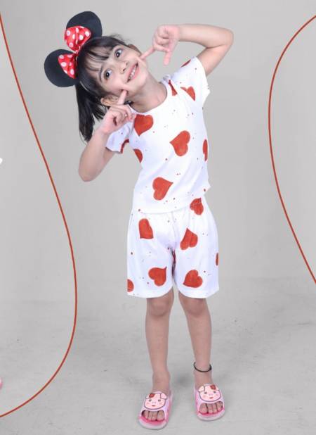 Red Colour Top And Shorty Casual Wear Stretchable Lycra Kids Girls Wear Collection BABY 9 01